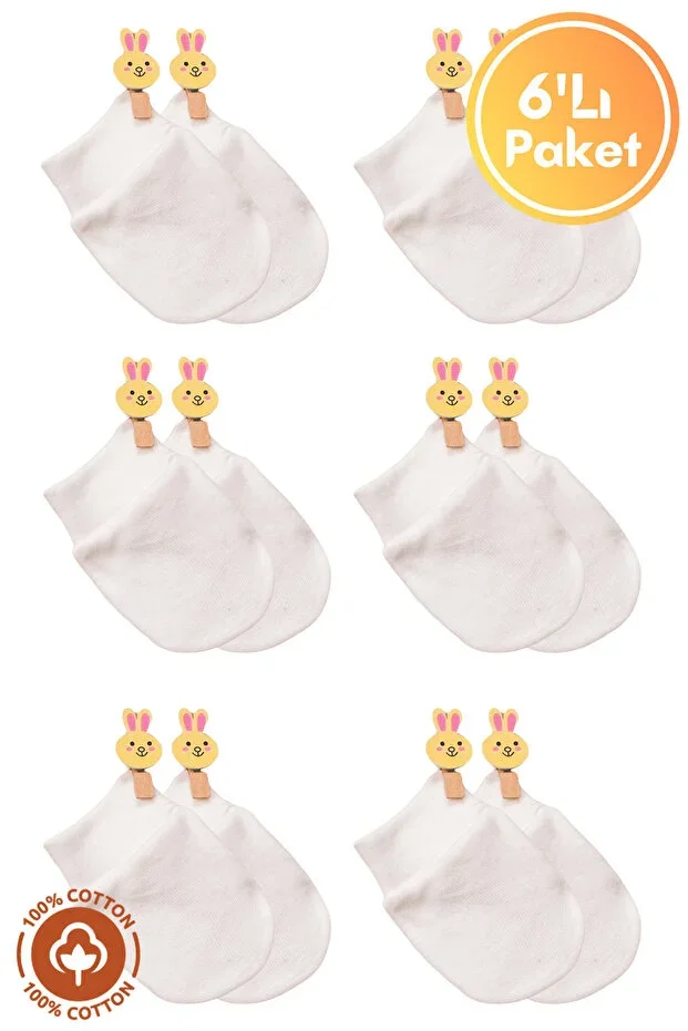 Unisex Baby Newborn Combed Organic Cotton Baby Mittens 6 Pair Set