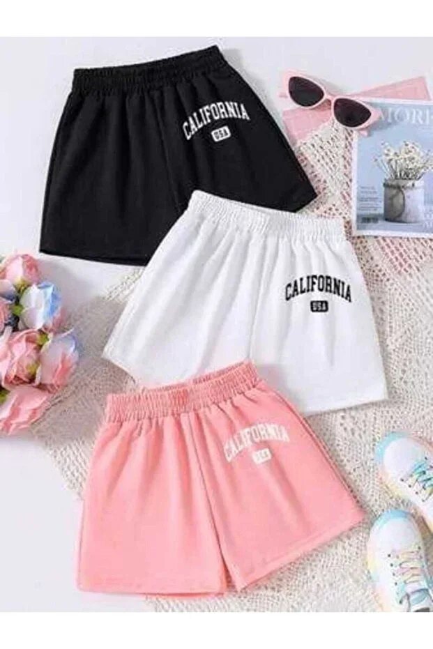 Girl 3 Color Comfortable Cotton Kids Shorts