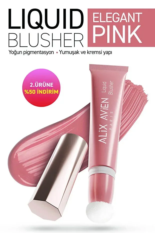 Intensely Pigmented Creamy Liquid Blush with Vitamin E - Matte Finish - Liquid Blusher 02 Elegant Pink