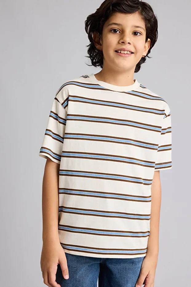 Striped Ecru Boys' T-Shirt G4404A8/ER77