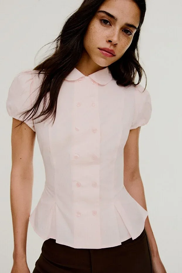 Bershka Short sleeve baby collar shirt