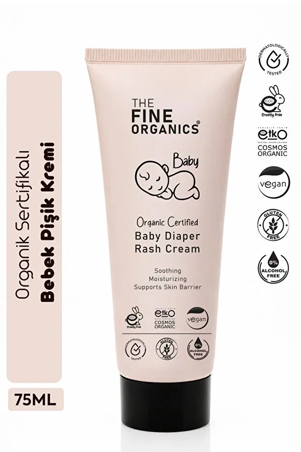 Organic Certified Baby and Child Diaper Rash Cream, Zinc-Containing Vegan Barrier and Anti-Irritation Care Cream