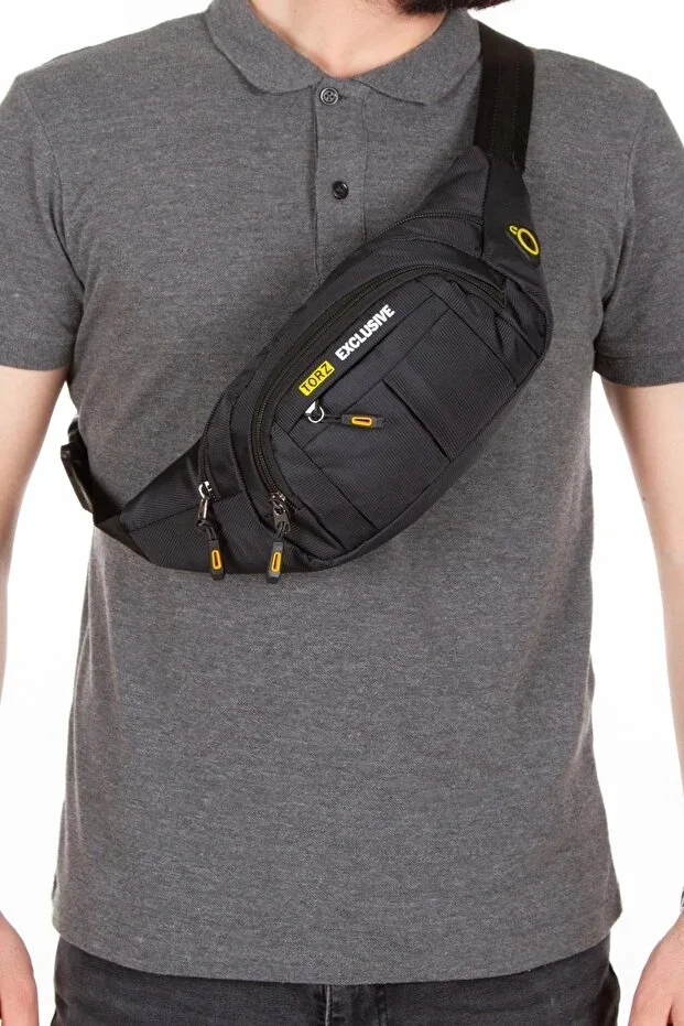 Men's Waist Bag Cross Waterproof Fabric Chest Cross Bag with Headphone Output