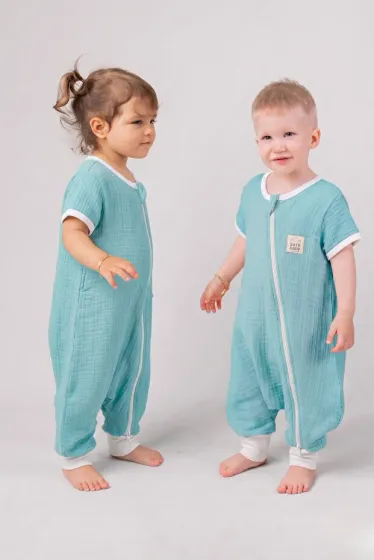 Muslin Sleeping Bag 0.5 Tog Oeko-tex Certified 100% Natural Cotton Turquoise Color