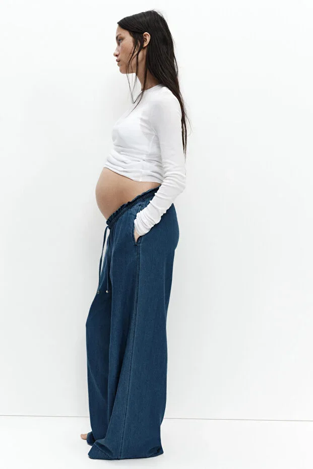 MAMA Paper Bag Waist Wide Leg Trousers