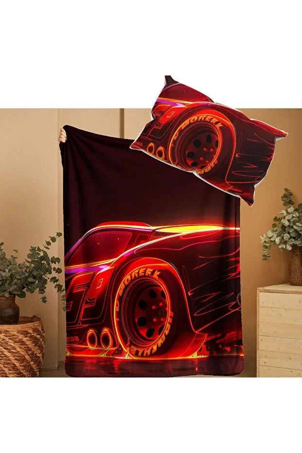 SHIMSHAK MCQUEEN CARS THEMED BABY CHILD WELSOFT SOFT BLANKET & PILLOW CASE SLEEP SET