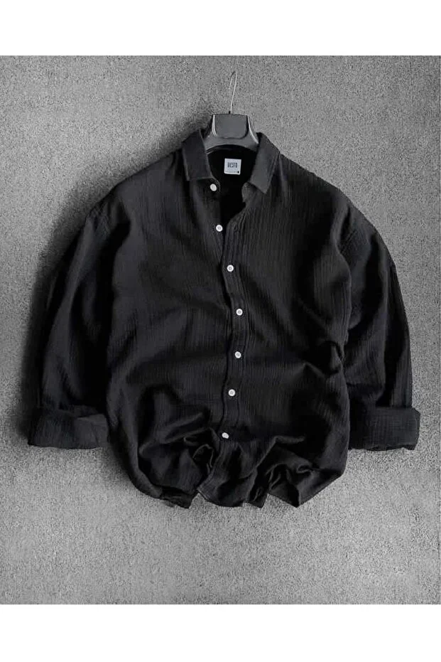 Men's Oversize Shirt Collar Long Sleeve Linen Summer Shirt