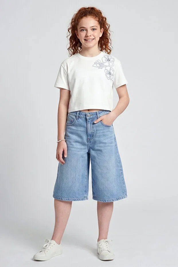 Girls Denim Capri Jeans
