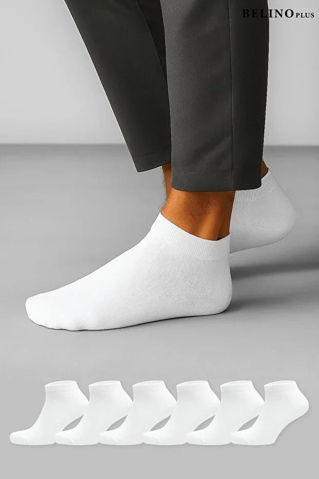 6 Piece Pack Bamboo White Color Low-Cut Socks