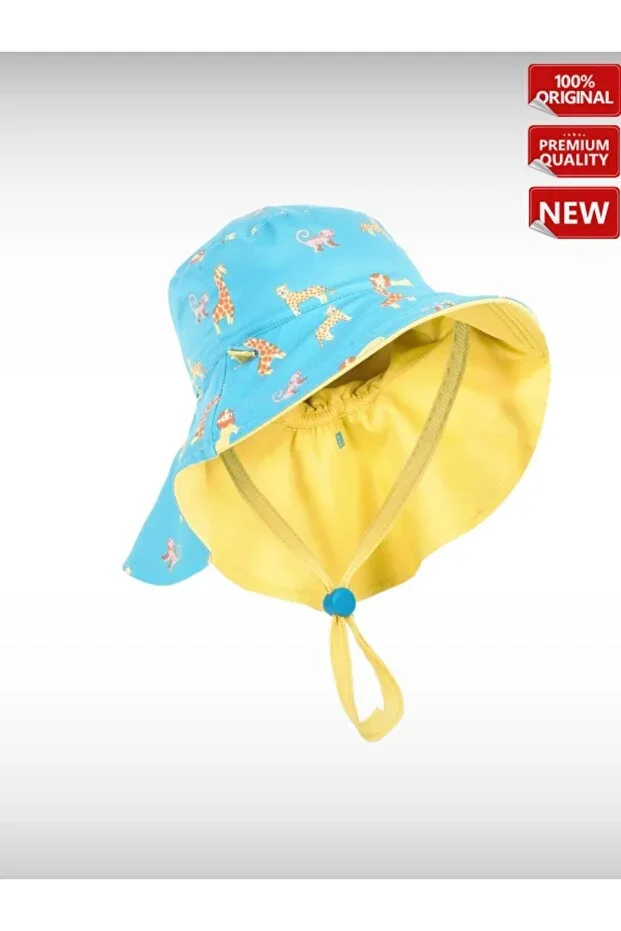 Baby UV Protection Hat Yellow Blue Savan Print
