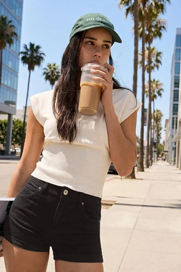 Bershka Denim turn-up shorts