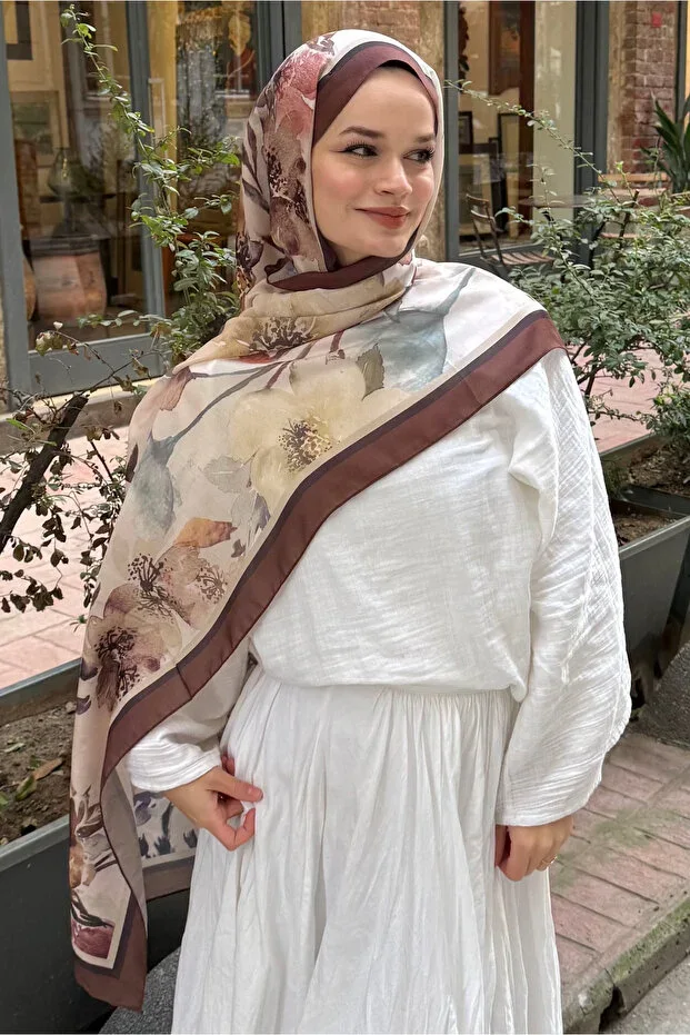 Floral Pattern Soft Cotton Scarf