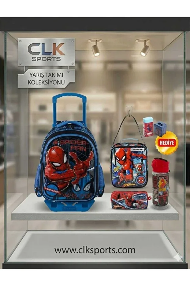 Spider-Man Trolley School Bag Set & Water Bottle Gift