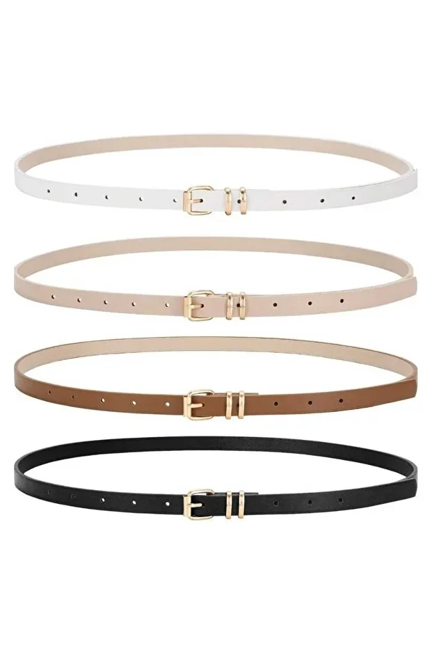 4 Piece Set Thin Gold Buckle Belt