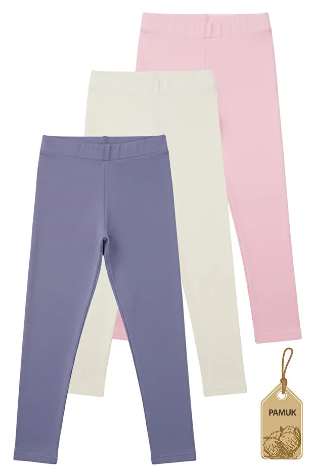 Three Piece Set Lilac Powder White Summer Comfortable Girl Child Lycra Long Tights