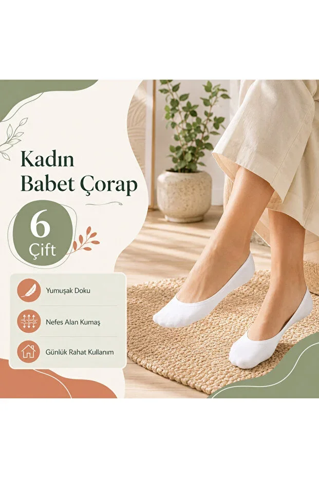 Women's Ballet Socks 6 Pairs Cotton Invisible White Daily Comfortable Socks