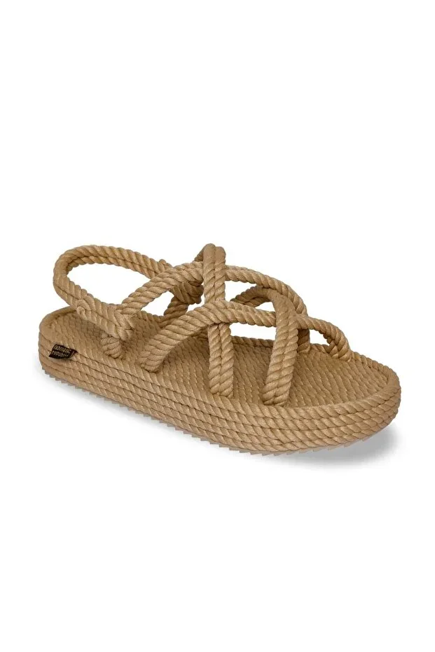 Bodrum Platform Women's Rope Sandal - Beige