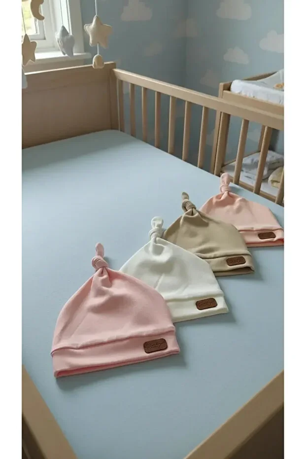 Baby Top Tie Armal 4-Piece Cotton Beanie Hat