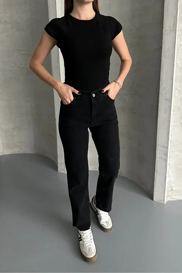 macharel jeans Black Boy Fit Cut Leg Jean