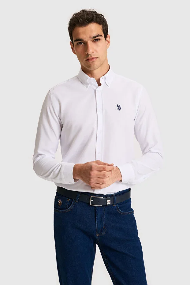 Men's White Long Sleeve Basic Shirt 50324708-VR013