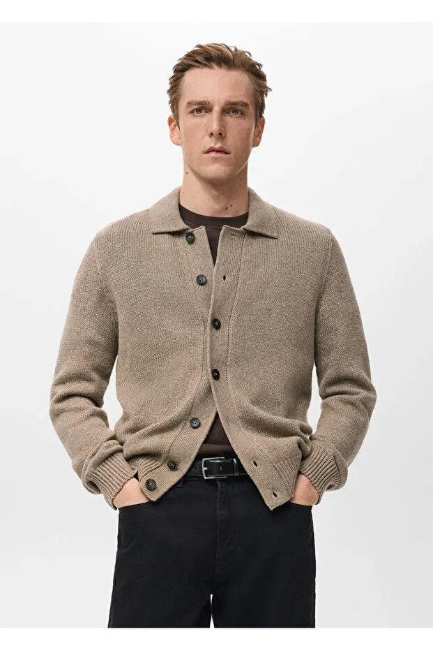 Wool blend knit cardigan