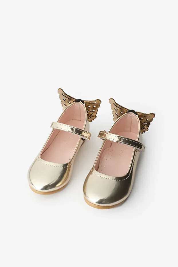 Gold Heel Butterfly Girl Shoes