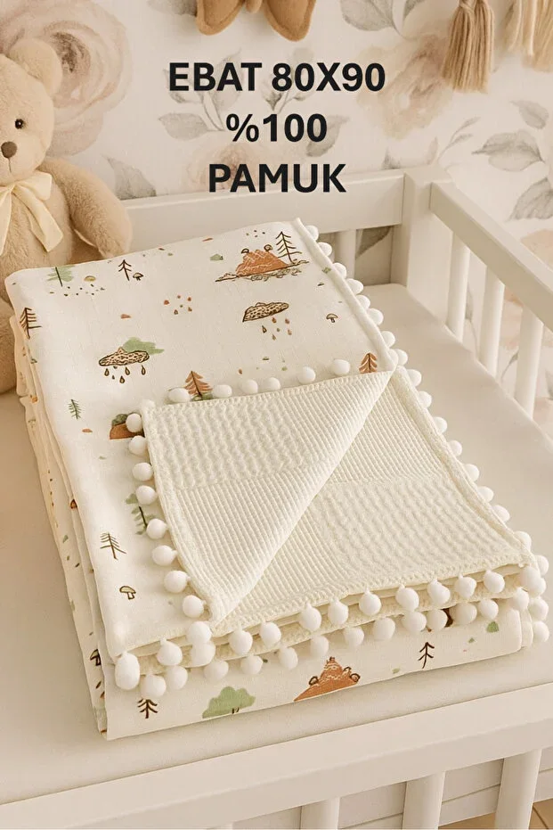 MUSLIN BLANKET QUILTED DOUBLE LAYER