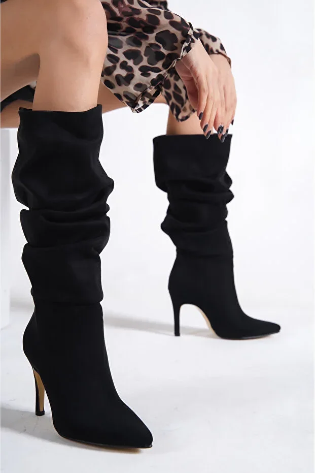 Abril Black Women's Pull-on Bellows Cowboy Boots
