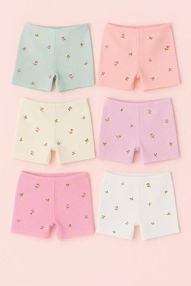 Girls Boxer Set 6 pcs – Floral Print Cotton Comfortable Shorts 100%100 Cotton