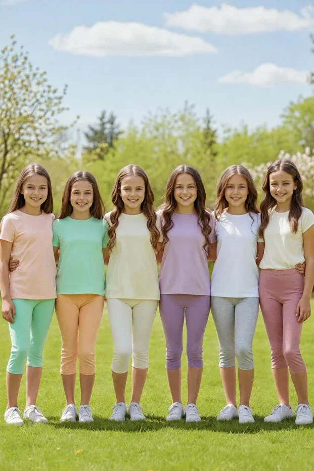 3-Piece Girls' Cotton Capri Leggings in Pastel Colors