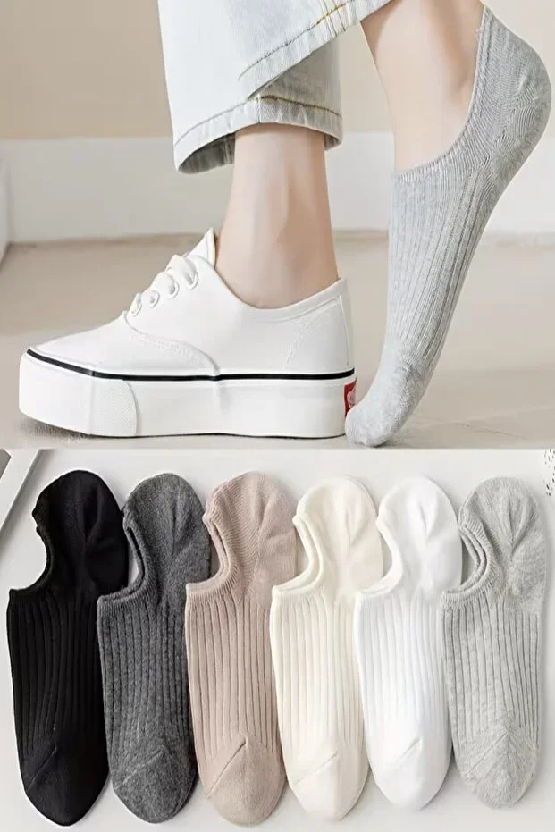 6 Pairs Women's Stylish Striped Casual Sneaker Socks