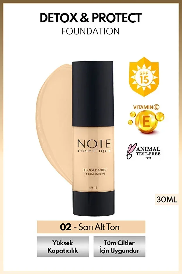 Detox & Protect Foundation Spf 15 High Coverage Satin Finish Foundation - 02 Natural Beige