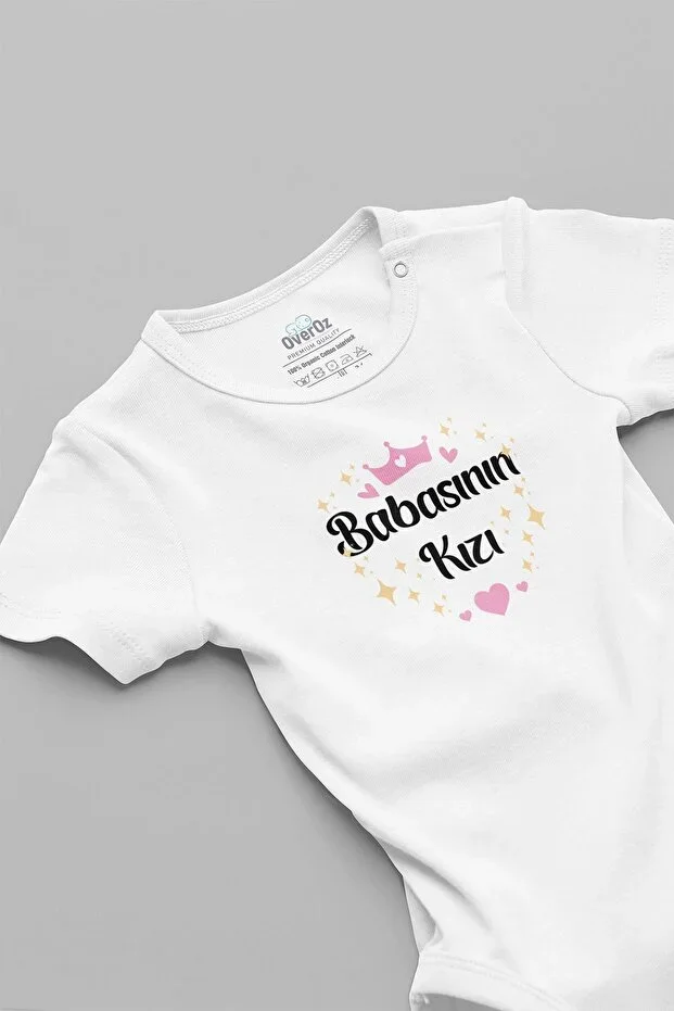Organic 100% Cotton Daughter of Dad Print Short Sleeve Baby Bodysuit Snap Button Badi Zıbın Tulum 5241