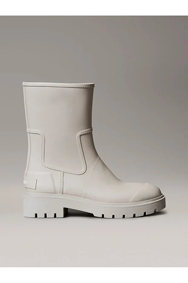 Women's Thick-Soled Side-Panelled Rain Boot - Cream
