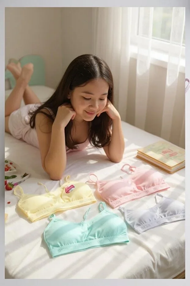 4-Piece Young Girl Spaghetti Strap Padded Training Bra Half-Sleeve Bustier - dondeza & Tutku Sales Store