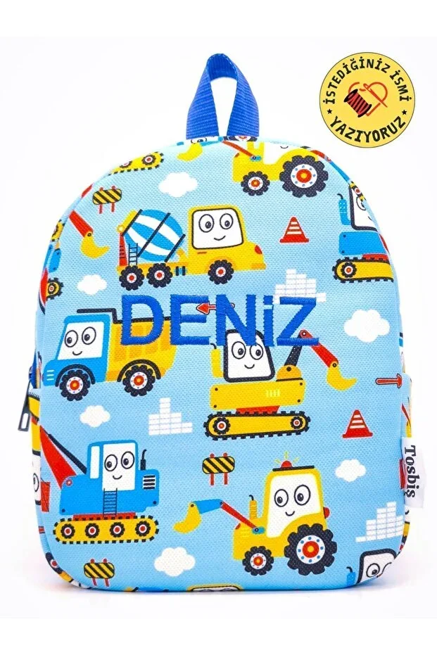 [ We Write The Name You Want ] Construction Machine 0-8 Years Children's Backpack, Kindergarten-Nursery Backpack