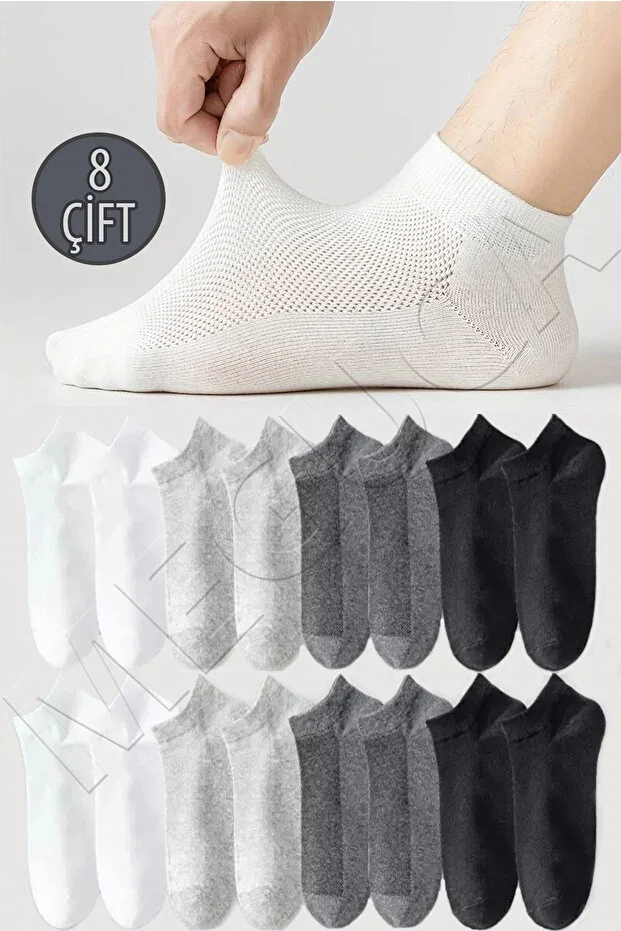 Unisex Comfort Cotton Non-Sweating Ankle Sock Set 8 Pairs