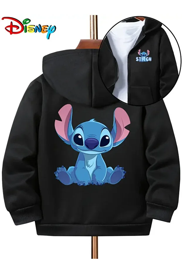 Kids Stitch Back Print Zip-Up Jacket Sweatshirt