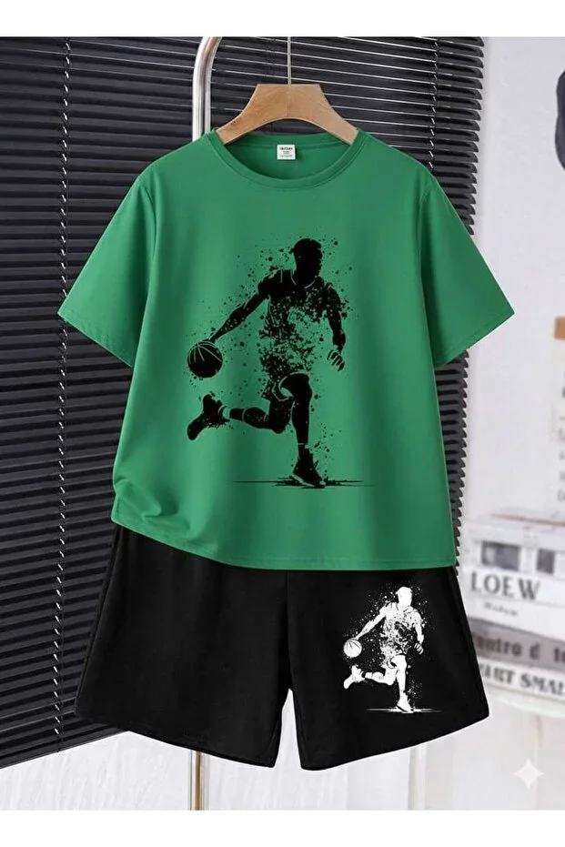 SUMMER KIDS T-SHIRT SHORTS UNISEX (TOP SÜREN ADAM PRINT COLOR BLACK)