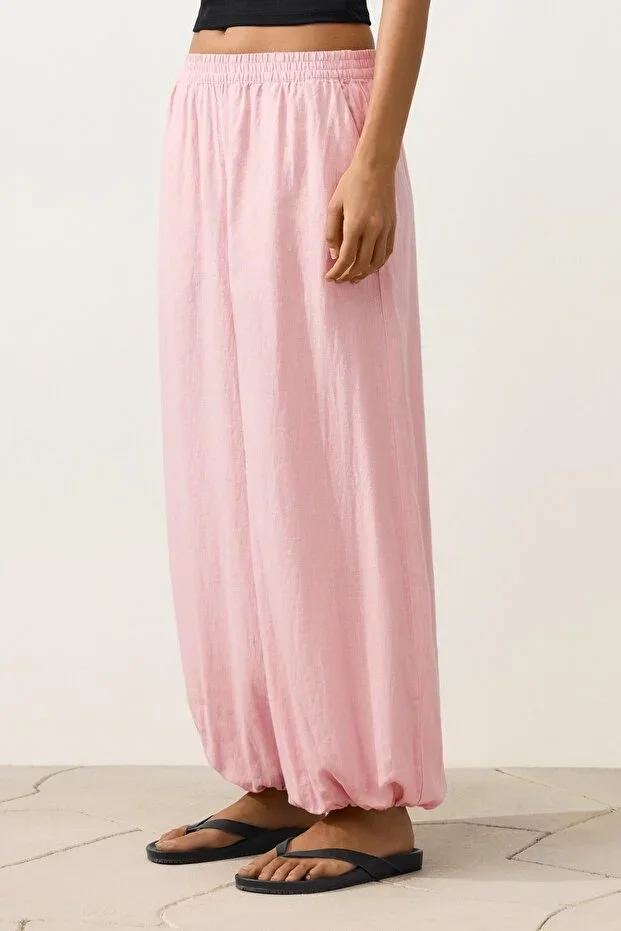 Oysho 100% Linen Bloomer Trousers