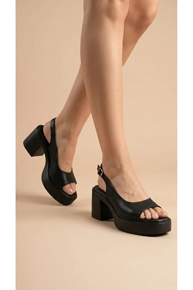Moda Lime Covered Side Buckle Leather High Heel Ankle Strap Women's Summer Sandal
