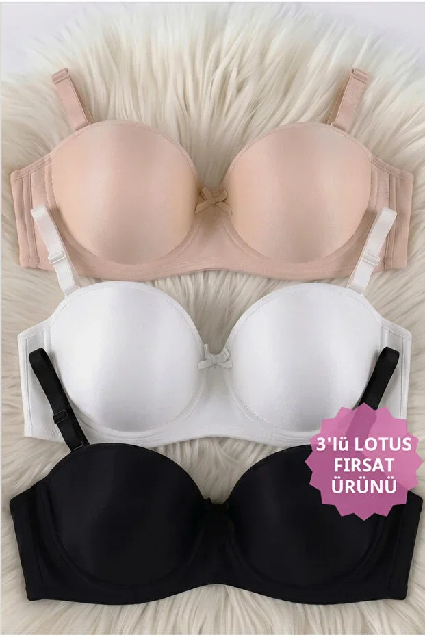 Women's Lotus Padded Underwire Minimizer 3-Piece Bra Set