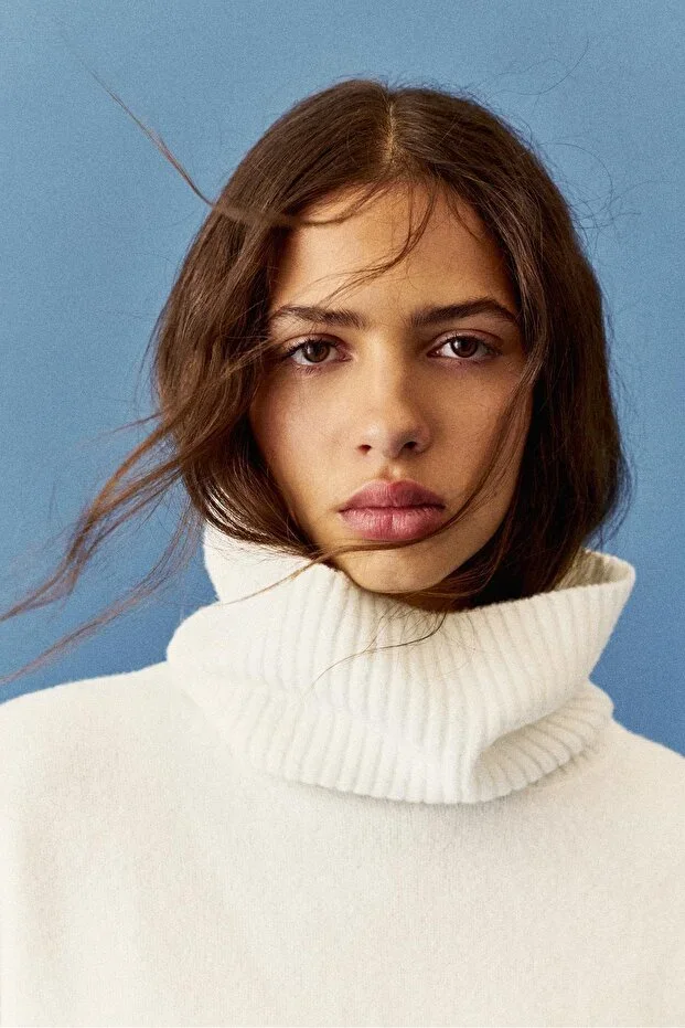 High neck soft knit sweater