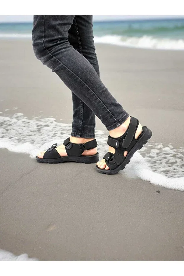 Foxter Sport Anatomical Stitched Black Matte Men's Sandal