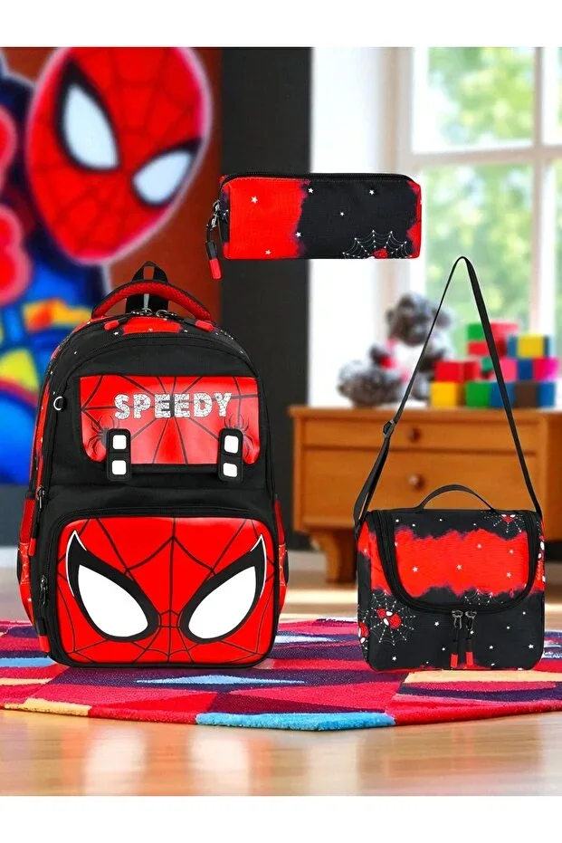 Primary School Orthopedic Waterproof Pencil Case Lunch Box 3 Compartment Primary School Boys Backpack Set of 3