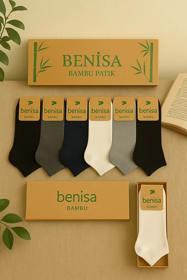 6'lı Bamboo Men's Ankle Socks Multi-Color Socks Seamless Antibacterial Breathable