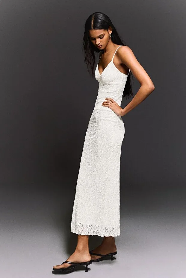 Bershka Lace Strap Midi Dress
