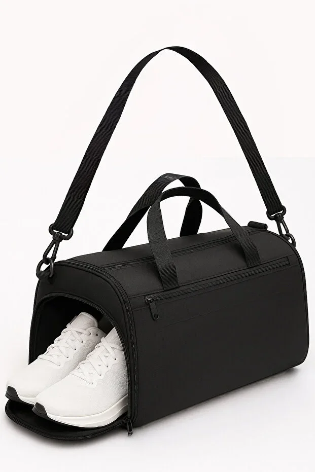 Black Front Pocket Shoe Compartment Large Suitcase Travel Gym Fitness Hand and Sports Bag