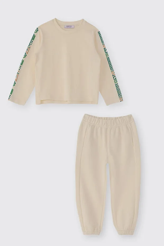 Baby Boys Ecru 2-Piece Tracksuit Set