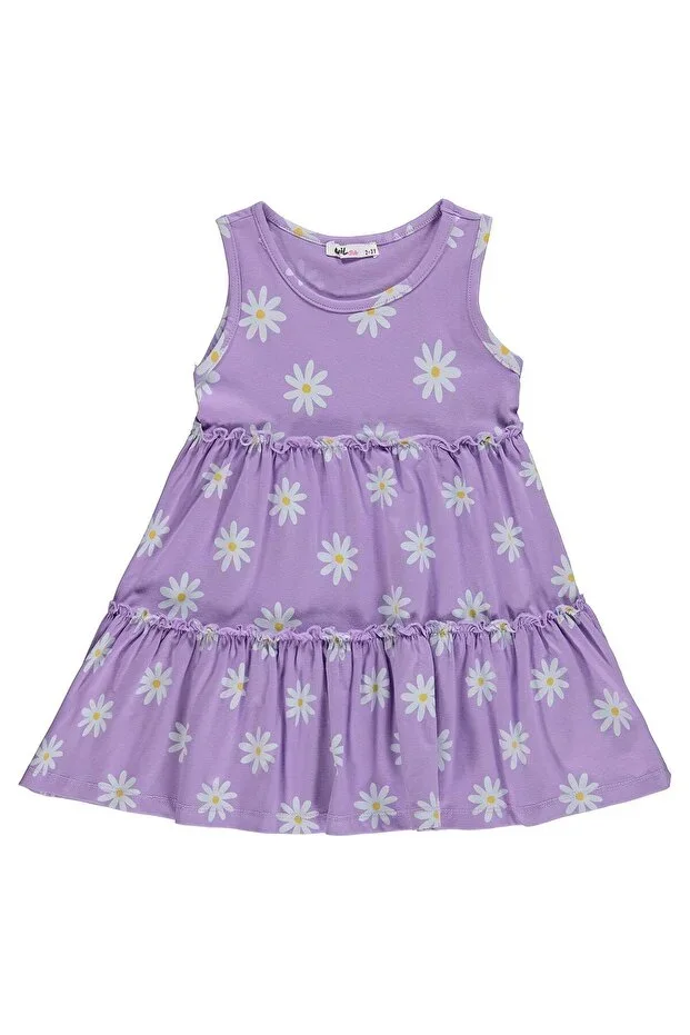 Daisy Patterned 2-5 Years Dress - Lilac